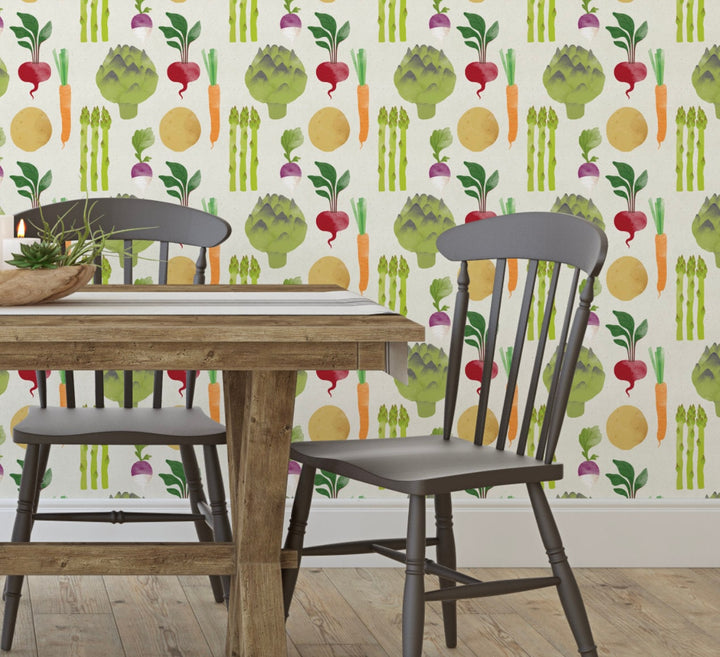 Vegetable Wallpaper // Removable Wallpaper// Peel and Stick Wallpaper// Unpasted Wallpaper // Pre-Pasted Wallpaper WW1941