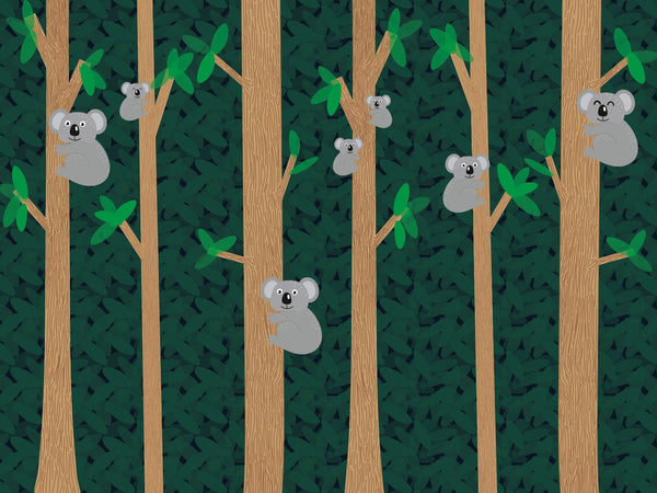 Children's Wall Mural/ Koala Bear Forest Wallpaper/ Removable Wallpaper/ Peel and Stick/ Unpasted/ Pre-Pasted Wallpaper WW1856