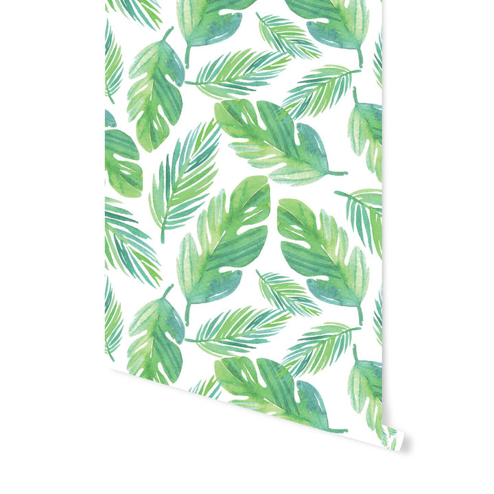 Palm Tree Leaves Tropical Green Coastal Wallpaper/ Removable/ Peel and Stick/ Unpasted/ Pre-Pasted Wallpaper WW1734