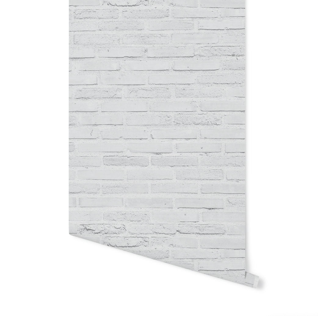 White Brick Wallpaper/ Removable Wallpaper/ Peel and Stick Wallpaper/ Unpasted Wallpaper/ Pre-Pasted Wallpaper WW2090