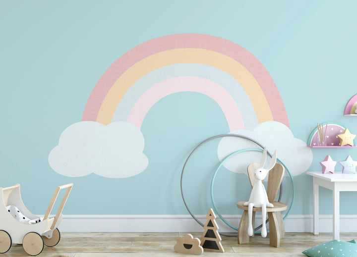 Rainbow Wallpaper Mural/ Muted Patchwork Rainbow Wallpaper/ Removable Wallpaper/ Peel and Stick Wallpaper/ Unpasted/ Pre-Pasted WW2098