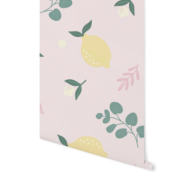 XL Blushing Lemons Wallpaper/ Removable Wallpaper/ Peel and Stick Wallpaper/ Unpasted Wallpaper/ Pre-Pasted Wallpaper WW2136