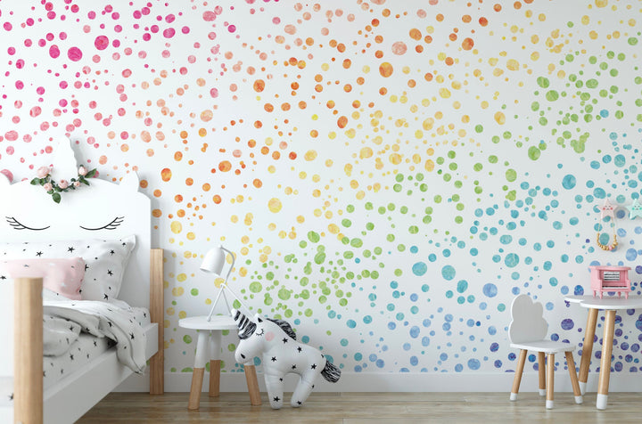 Wallpaper Rainbow Art/ Pastel Rainbow Watercolor Spatter Dot Wallpaper/ Removable Wallpaper/ Peel and Stick/ Unpasted/ Pre-Pasted WW2130