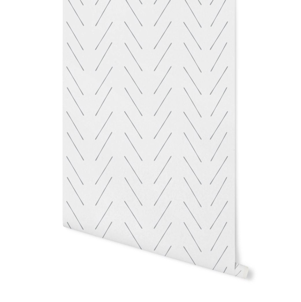 Peel and Stick Wallpaper Gray/ Gray Modern Hand Drawn Herringbone Wallpaper/ Removable Wallpaper/ Unpasted/ Pre-Pasted Wallpaper WW2126