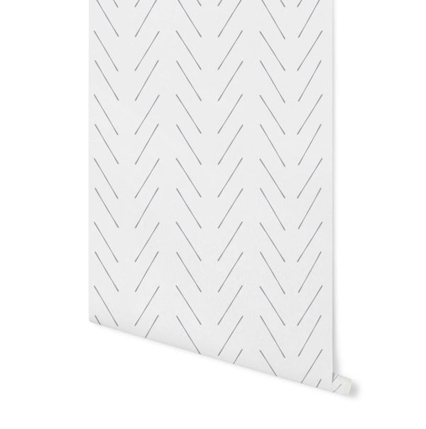 Peel and Stick Wallpaper Gray/ Gray Modern Hand Drawn Herringbone Wallpaper/ Removable Wallpaper/ Unpasted/ Pre-Pasted Wallpaper WW2126