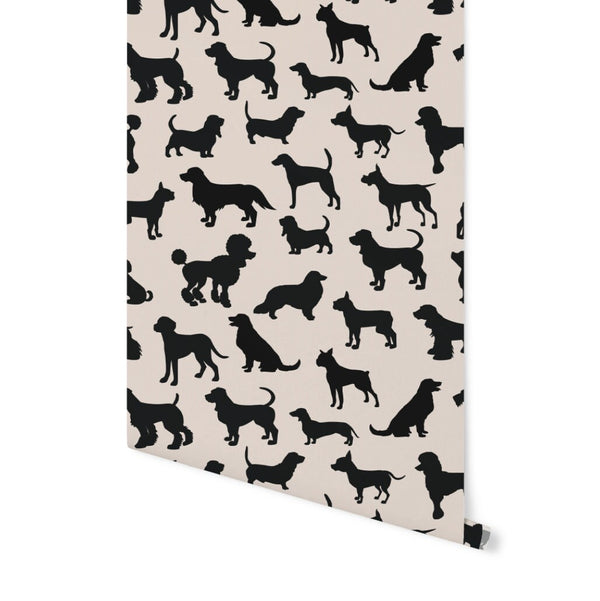 Tan and Black Dog Silhouette/ Wallpaper/ Removable Wallpaper/ Unpasted Wallpaper/ Pre-Pasted Wallpaper WW2327