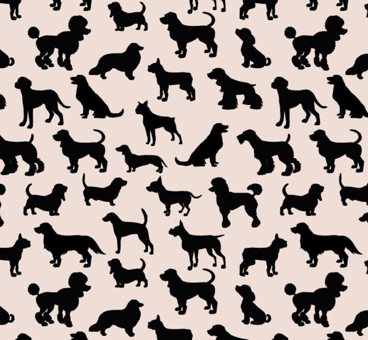 Tan and Black Dog Silhouette/ Wallpaper/ Removable Wallpaper/ Unpasted Wallpaper/ Pre-Pasted Wallpaper WW2327