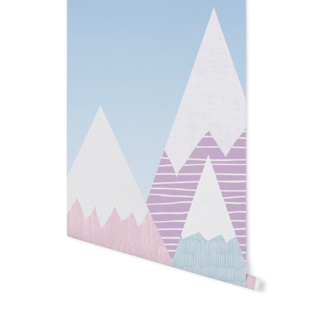 Mountain Wallpaper Pink/ Blushing Pink Mighty Mountain Wallpaper/ Removable/ Peel and Stick/ Unpasted/ Pre-pasted Wallpaper WW2095