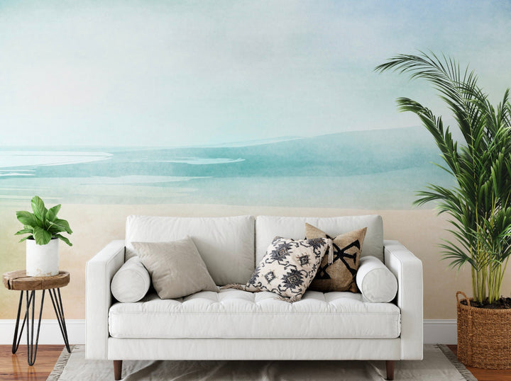 Beach Ombre Peel and Stick Wallpaper/ Beach Watercolor Ombre Wallpaper/ Removable Wallpaper/ Unpasted Wallpaper/ Pre-Pasted Wallpaper WW2046