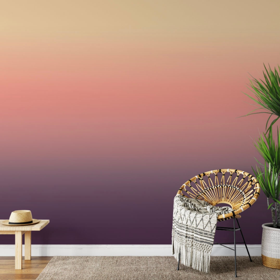 Wallpaper Ombre Boho/ Sun Kissed Plum Ombre Wallpaper/ Removable/ Unpasted/ Pre-Pasted Wallpaper WW2015