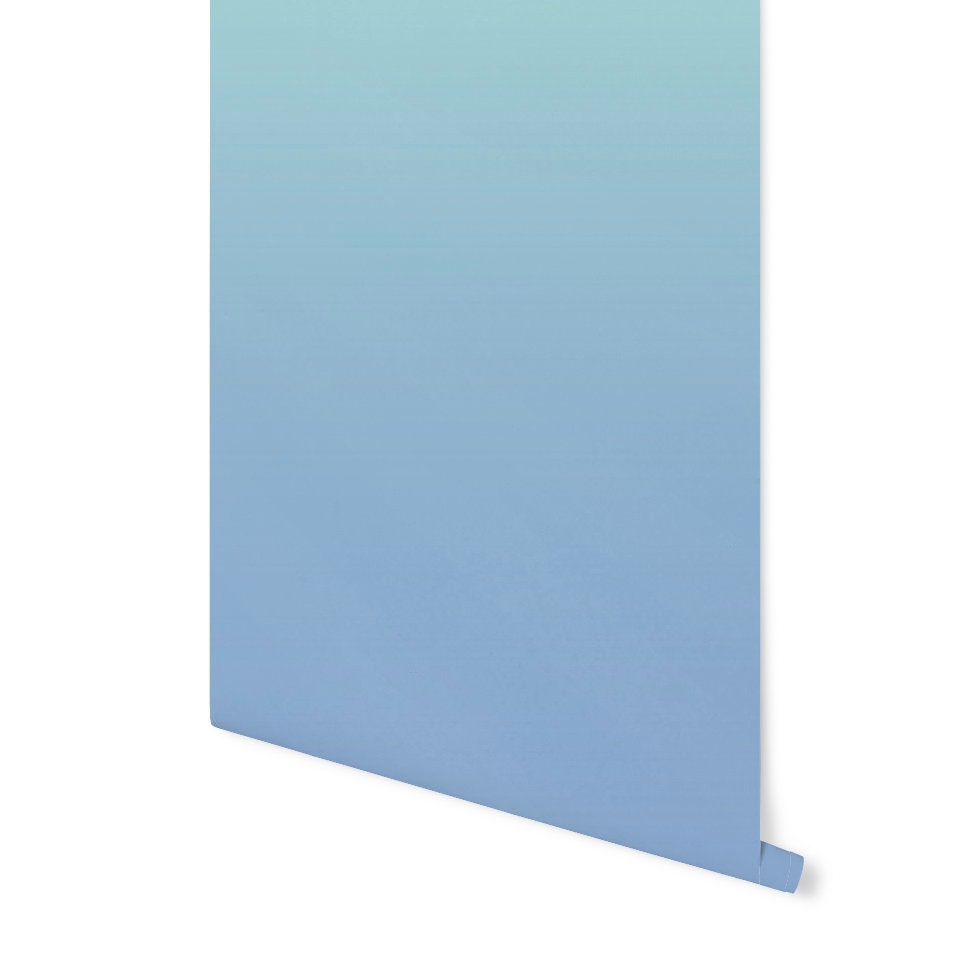 Wallpaper Ombre Blue Teal Water Beach/ Peel and Stick Wallpaper Blue Soft Blue and Teal Ombre Wallpaper Removable Unpasted Pre-Pasted WW2140