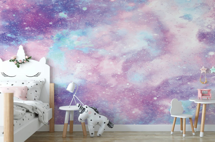 Galaxy Peel and Stick Wallpaper Purple / Purple Galaxy Mural Wallpaper/ Removable Wallpaper/ Unpasted Wallpaper/ Pre-Pasted Wallpaper WW2033