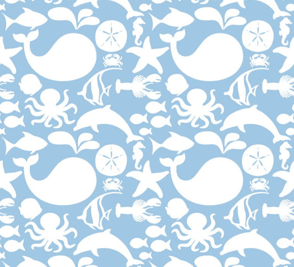 Peel and Stick Wallpaper Blue/ Blue Sea Life Wallpaper/ Removable Wallpaper/ Unpasted Wallpaper/ Pre-Pasted Wallpaper WW1854