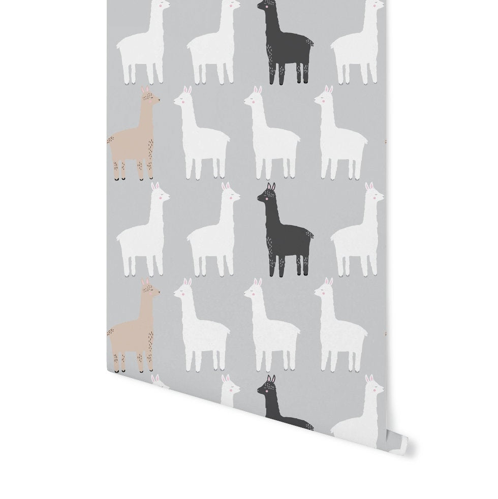 Alpaca Wallpaper // Removable Wallpaper // Peel and Stick Wallpaper // Unpasted Wallpaper // Pre-Pasted Wallpaper WW1924