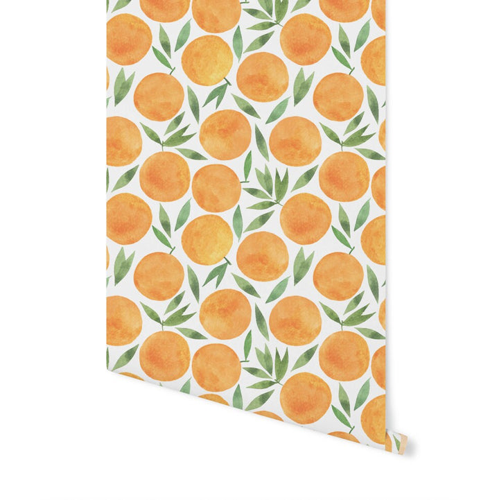 Watercolor Oranges Wallpaper/ Removable Wallpaper/ Peel and Stick Wallpaper/ Unpasted Wallpaper/ Pre-Pasted Wallpaper WW2045