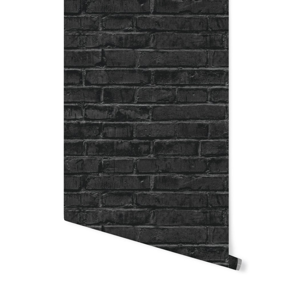 Black Brick Wallpaper/ Removable Wallpaper/ Peel and Stick Wallpaper/ Unpasted Wallpaper/ Pre-Pasted Wallpaper WW1913