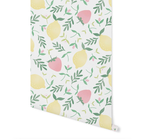 Strawberry Lemonade Wallpaper // Removable Wallpaper // Peel and Stick Wallpaper // Unpasted Wallpaper // Pre-Pasted Wallpaper WW2057