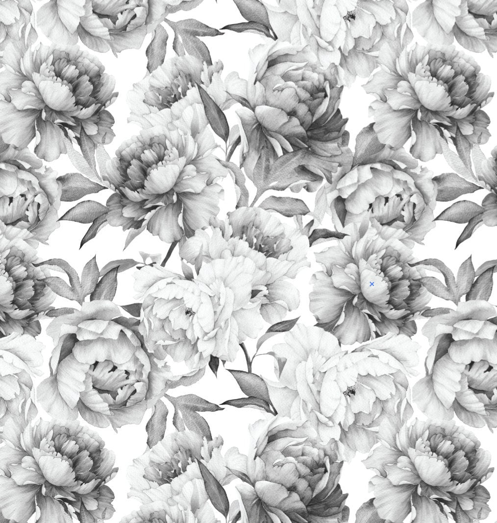 Peel and Stick Wallpaper Floral/ Gray Peony Wallpaper/ Removable Wallpaper/ Unpasted Wallpaper/ Pre-Pasted Wallpaper WW2116