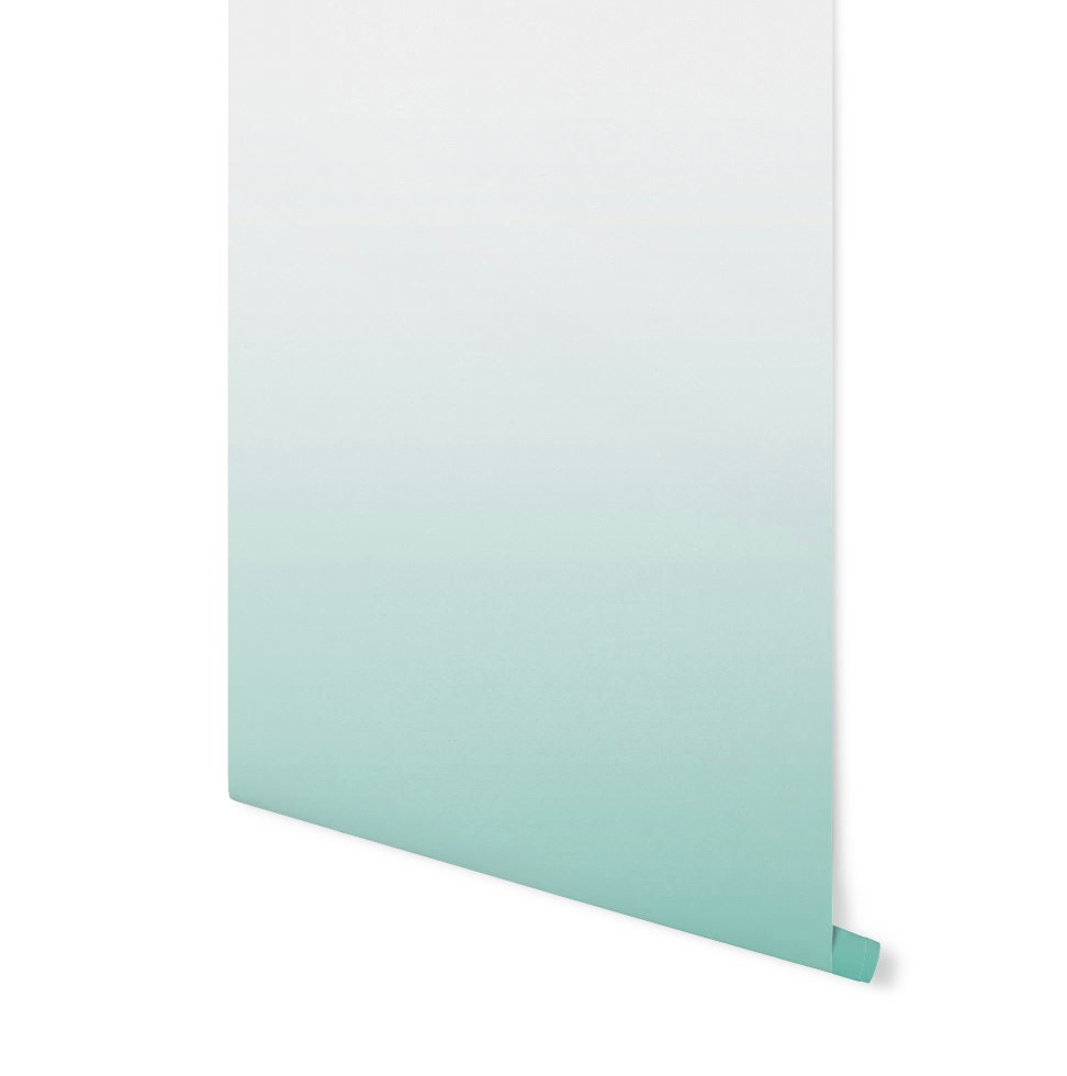 Wallpaper Ombre Teal Green/ Peel and Stick Wallpaper/ Mermaid Teal Ombre Wallpaper/ Removable Wallpaper/ Unpasted/ Pre-Pasted WW1925