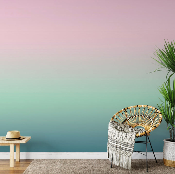 Wallpaper Ombre Pink Green/ Peel and Stick Wallpaper/ Blushing Cactus Ombre Wallpaper/ Removable Wallpaper/ Unpasted/ Pre-Pasted WW1912