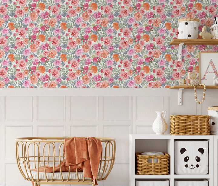 Peel and Stick Wallpaper Floral/ Ethereal Floral Wallpaper/ Removable Wallpaper/ Unpasted Wallpaper/ Pre-Pasted Wallpaper WW1712