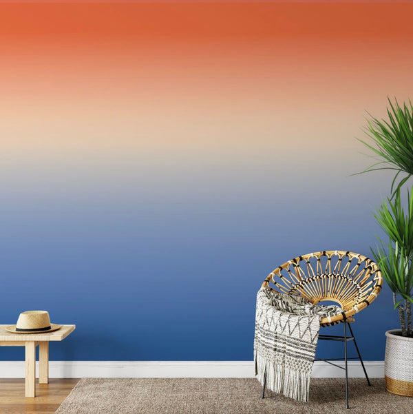 Wallpaper Ombre Orange Blue/ Peel and Stick Wallpaper/ Sun Kissed Cove Ombre Wallpaper/ Removable Wallpaper/ Unpasted/ Pre-Pasted WW2093