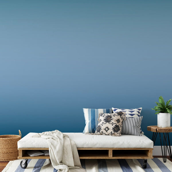 Wallpaper Ombre Blue/ Peel and Stick Wallpaper Blue/ Deep Ocean Blue Ombre Wallpaper/ Removable/ Unpasted/ Pre-Pasted Wallpaper WW1801