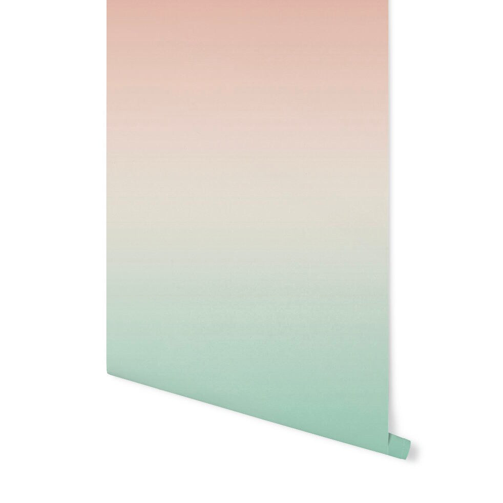 Wallpaper Ombre Pink/ Peel and Stick/ Coral and Mint Ombre Wallpaper/ Removable Wallpaper/ Unpasted Wallpaper/ Pre-Pasted Wallpaper WW2252