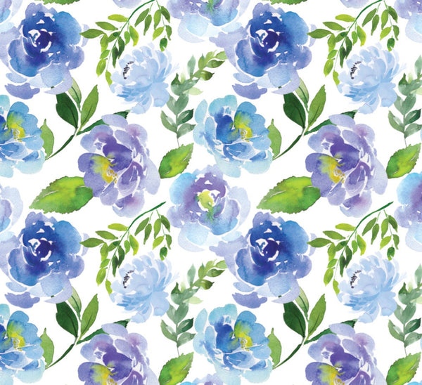 Peel and Stick Wallpaper Blue Floral/ Blue and Purple Floral Wallpaper/ Removable Wallpaper/ Unpasted Wallpaper/ Pre-Pasted Wallpaper WW1747