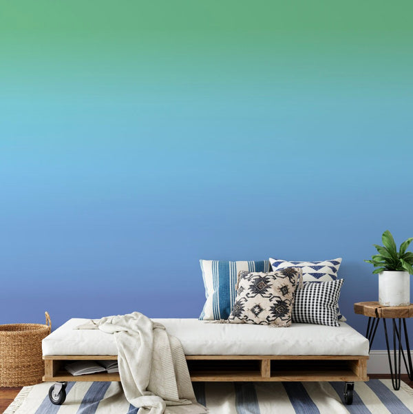 Blue and Green Ombre Peel and Stick Wallpaper/ Pastel Blue and Green Ombre Wallpaper/ Removable/ Unpasted/ Pre-Pasted Wallpaper WW1745