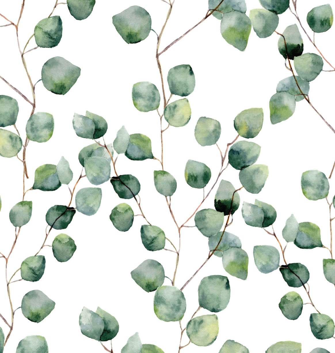 Peel and Stick Wallpaper Green/ Eucalyptus Leaves Wallpaper/ Removable Wallpaper/ Unpasted Wallpaper/ Pre-Pasted Wallpaper WW1824