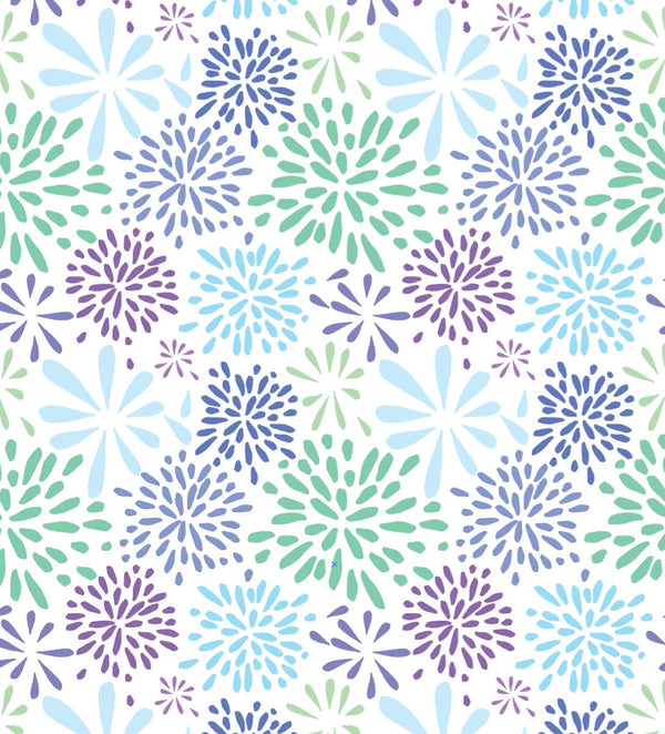 Peel and Stick Wallpaper Floral/ Flower-works Blue Wallpaper/ Removable Wallpaper/ Unpasted Wallpaper/ Pre-Pasted Wallpaper WW1705