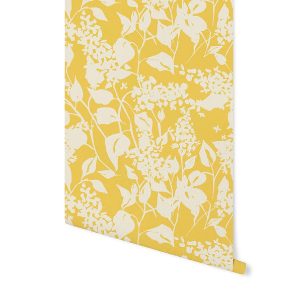 Peel and Stick Wallpaper Floral/ Yellow Abstract Floral Wallpaper/ Removable Wallpaper/ Unpasted Wallpaper/ Pre-Pasted Wallpaper WW2127