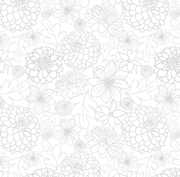 Peel and Stick Wallpaper Floral/ Big Grey Dahlia Wallpaper/ Removable Wallpaper/ Unpasted Wallpaper/ Pre-Pasted Wallpaper WW1718