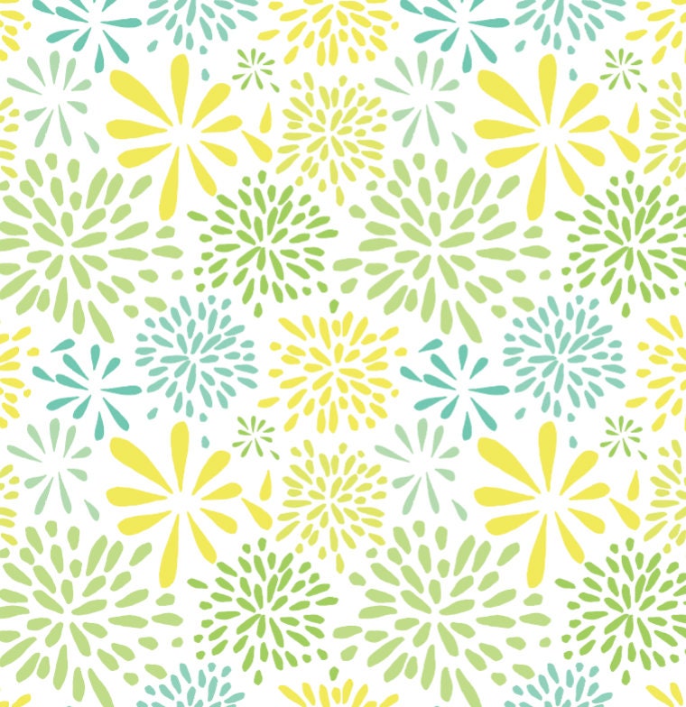 Wallpaper Yellow Star Sun Bursts/ Flower-works Green & Yellow Wallpaper/ Removable Wallpaper/ Unpasted Wallpaper/Pre-Pasted Wallpaper WW1720