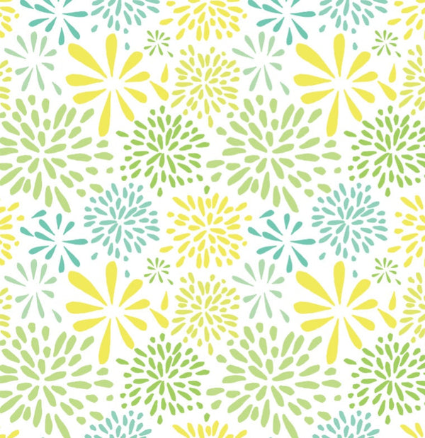 Wallpaper Yellow Star Sun Bursts/ Flower-works Green & Yellow Wallpaper/ Removable Wallpaper/ Unpasted Wallpaper/Pre-Pasted Wallpaper WW1720