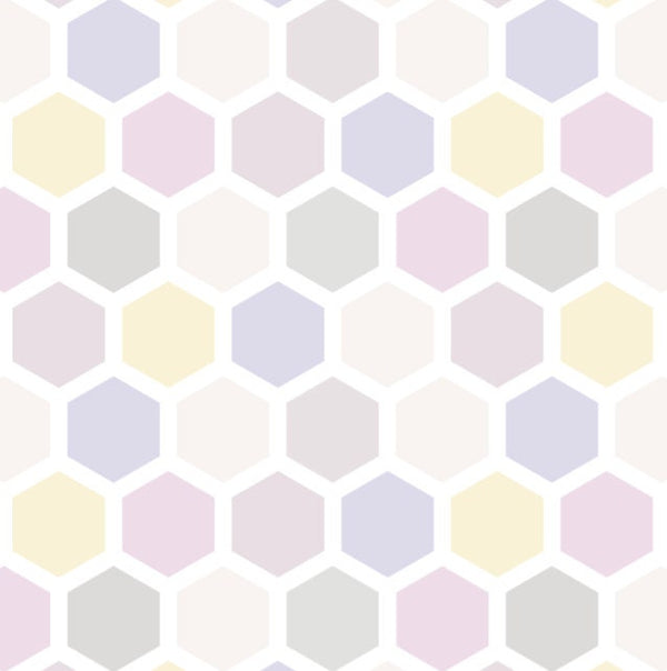 Taupe, Purple & Yellow Hexagons Wallpaper/ Nursery, Modern, Children's, Kids Removable and traditional wallpaper WW1965