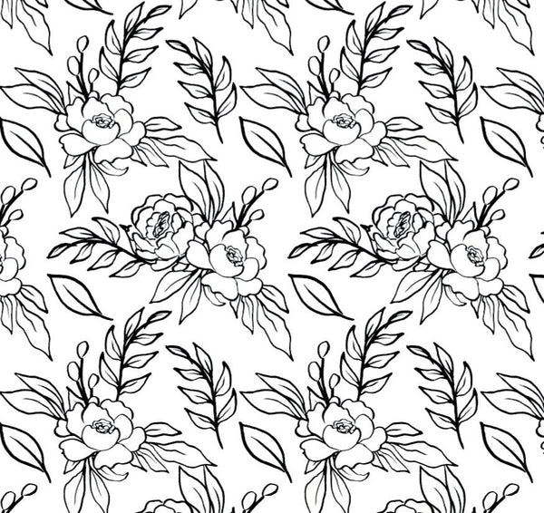 Peel and Stick Wallpaper Floral/ Hand Drawn Black Peony Wallpaper/ Removable Wallpaper/ Unpasted Wallpaper/ Pre-Pasted Wallpaper WW2025