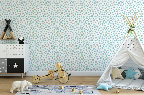 Peel and Stick Wallpaper Blue Dots/ Removable Wallpaper/ Unpasted Wallpaper/ Pre-Pasted Wallpaper WW1830