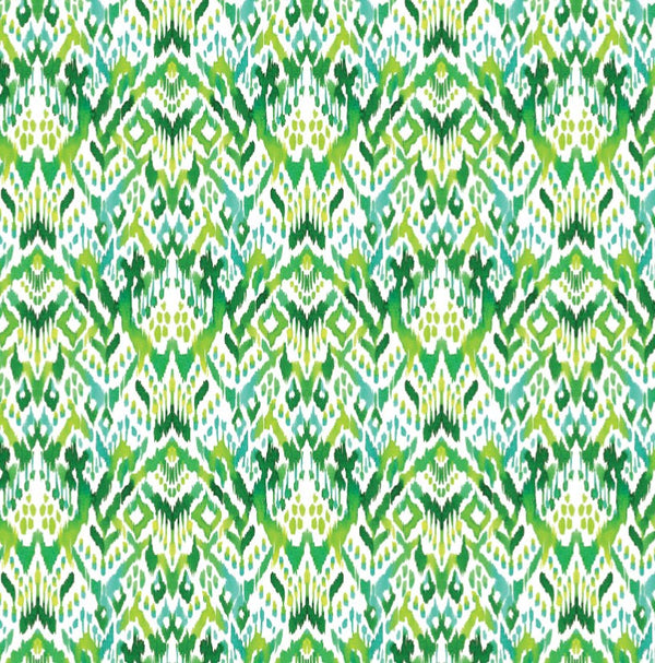 Peel and Stick Wallpaper Green Watercolor Ikat/ Removable Wallpaper/ Unpasted Wallpaper/ Pre-Pasted Wallpaper WW2082