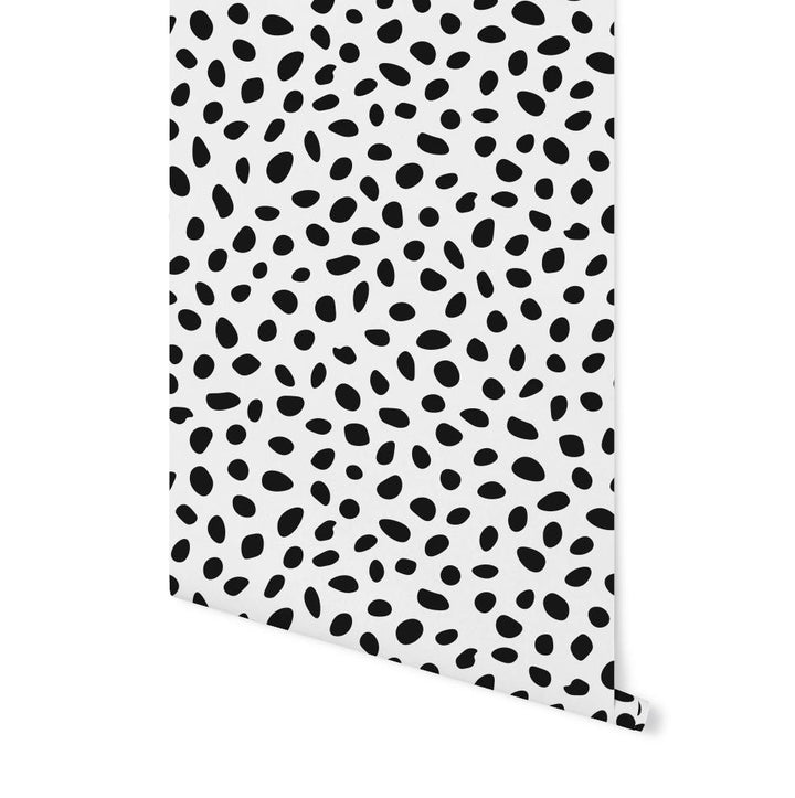 Peel and Stick Wallpaper Black Spots/ Dalmatian Spots Removable Wallpaper/ Black Polka Dot Unpasted Wallpaper/ Pre-Pasted Wallpaper WW2048