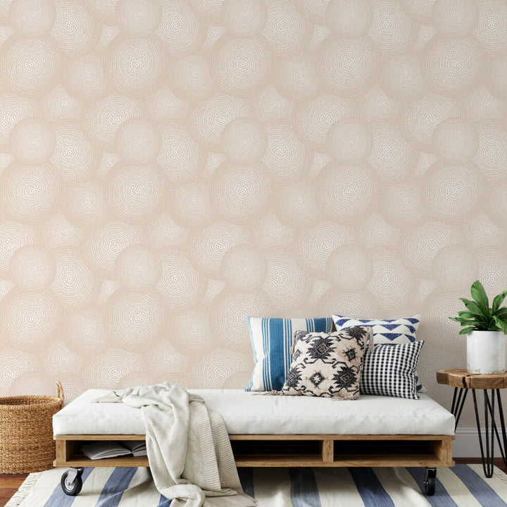 Peel and Stick Wallpaper Beige/ Tan Pebble Medallion Wallpaper/ Removable Wallpaper/ Unpasted Wallpaper/ Pre-Pasted Wallpaper WW20114