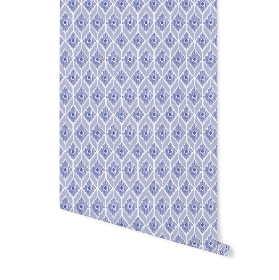 Peel and Stick Wallpaper Blue/Blue Ikat Wallpaper/ Removable Wallpaper/ Unpasted Wallpaper/ Pre-Pasted Wallpaper WW1949