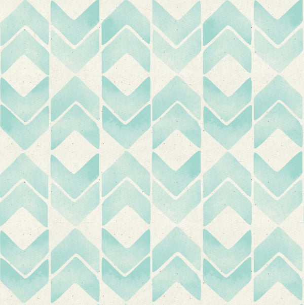 Teal Watercolor Ikat Peel and Stick Wallpaper/ Removable Wallpaper/ Unpasted Wallpaper/ Pre-Pasted Wallpaper WW1915