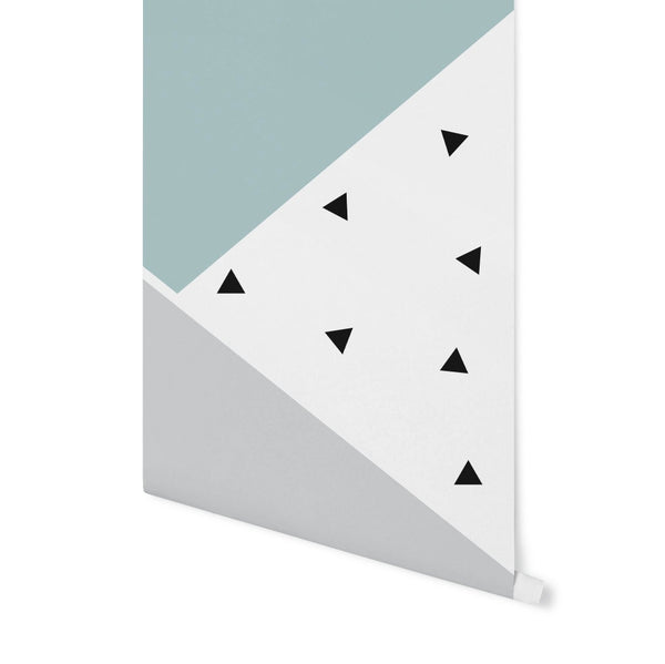 Peel and Stick Wallpaper Gray/ Color Block Teal Triangle Wall Mural/ Removable Wallpaper/ Unpasted Wallpaper/ Pre-Pasted Wallpaper WW2251