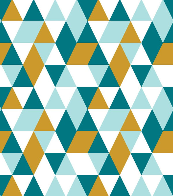 Peel and Stick Wallpaper Mustard Yellow/ Modern Geometric Triangles Teal & Mustard Wallpaper/ Unpasted Wallpaper/ Wallpaper WW2112