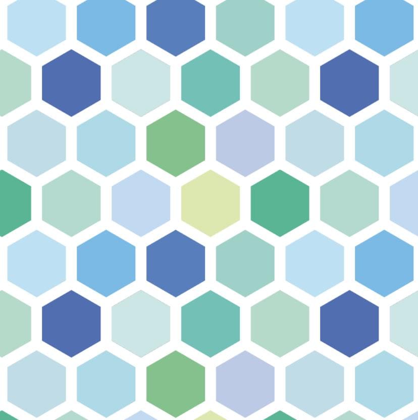 Blue & Green Hexagon Wallpaper/ Removable Wallpaper/ Unpasted Wallpaper/ Pre-Pasted Wallpaper WW1967