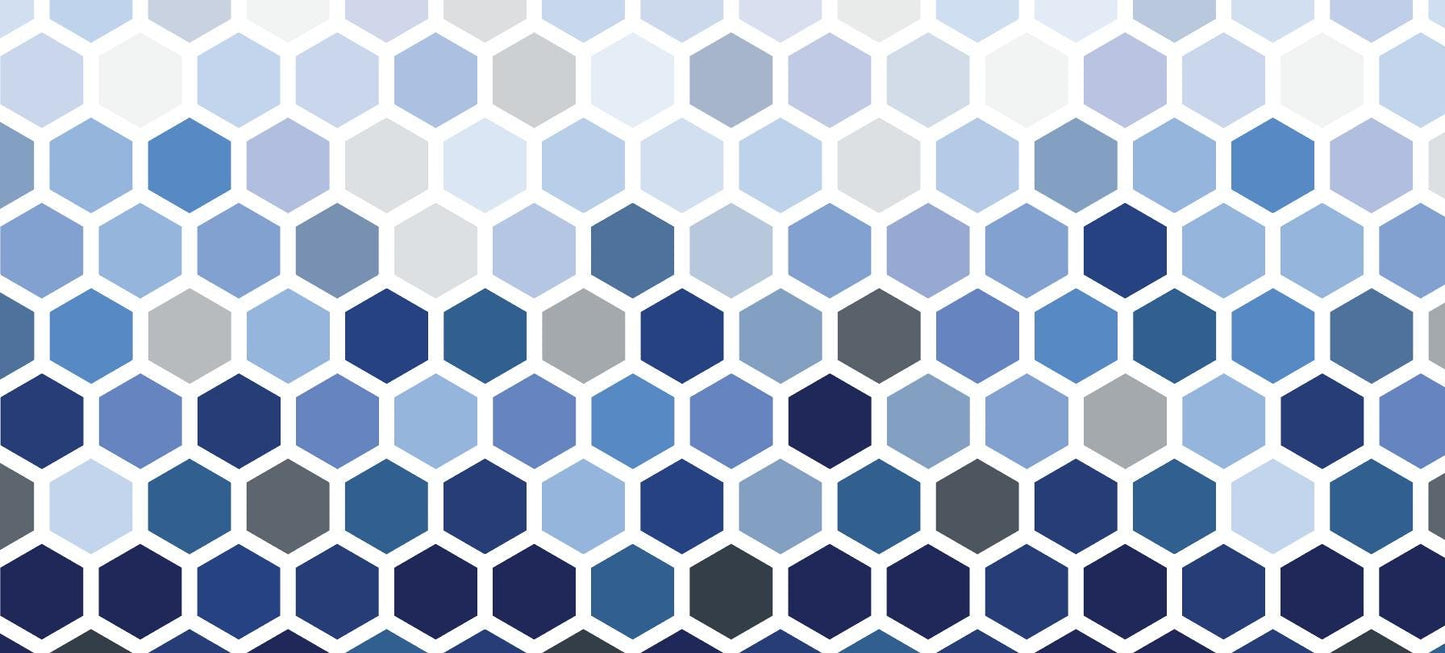 Ombre Blue Hexagon Wallpaper Mural/ Removable Wallpaper/ Unpasted Wallpaper/ Pre-Pasted Wallpaper WW2087