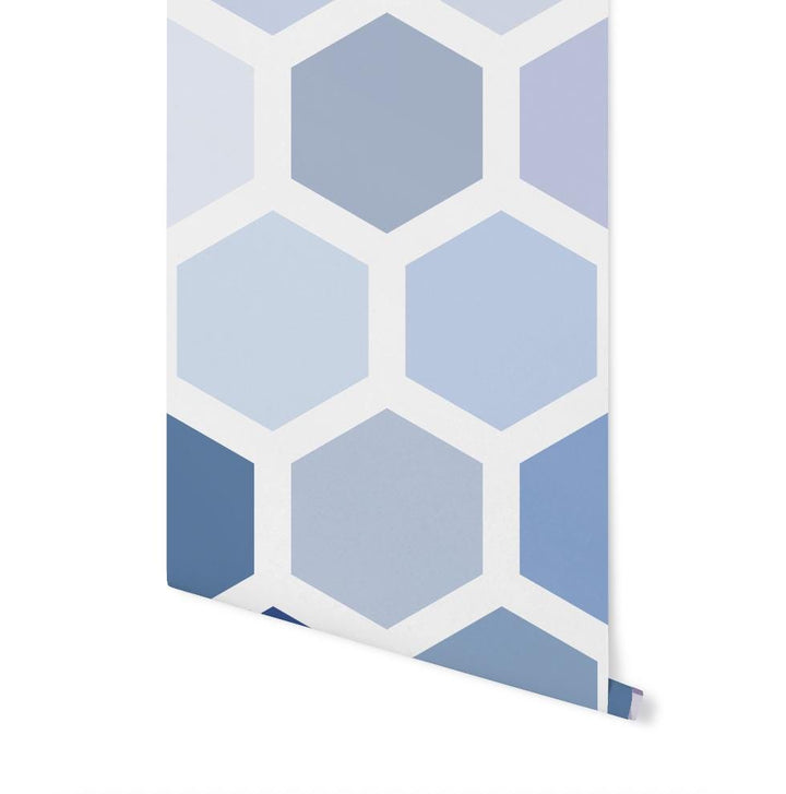 Ombre Blue Hexagon Wallpaper Mural/ Removable Wallpaper/ Unpasted Wallpaper/ Pre-Pasted Wallpaper WW2087