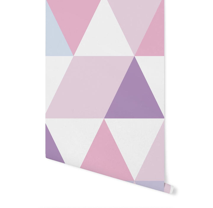 Modern Pink and Purple Triangle Wallpaper/ Removable Wallpaper/ Unpasted Wallpaper/ Pre-Pasted Wallpaper WW1751